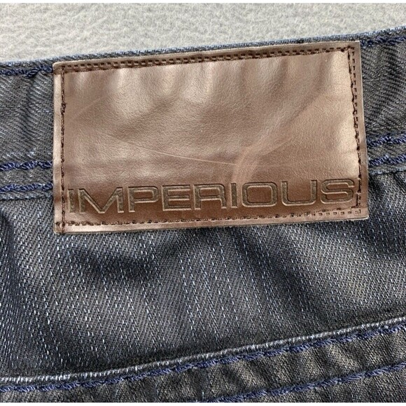 Imperious Denim Jeans Men's Size 38X32 Black Wiskered Flap Pockets 100% Cotton - Picture 3 of 16